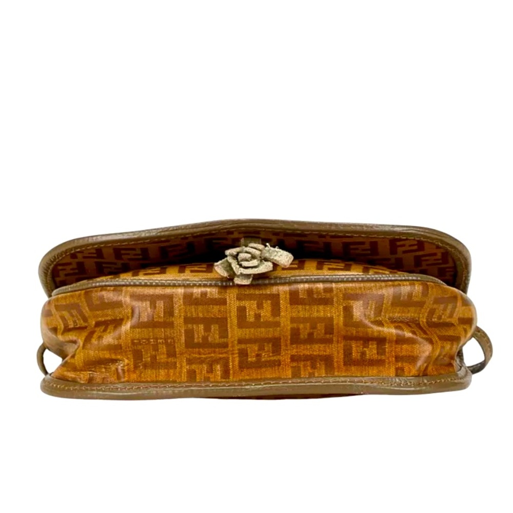 ‼️SOLD‼️VINTAGE FENDI ZUCCA BROWN  MONOGRAM COATED CANVAS CROSSBODY BAG - Picture 4 of 4